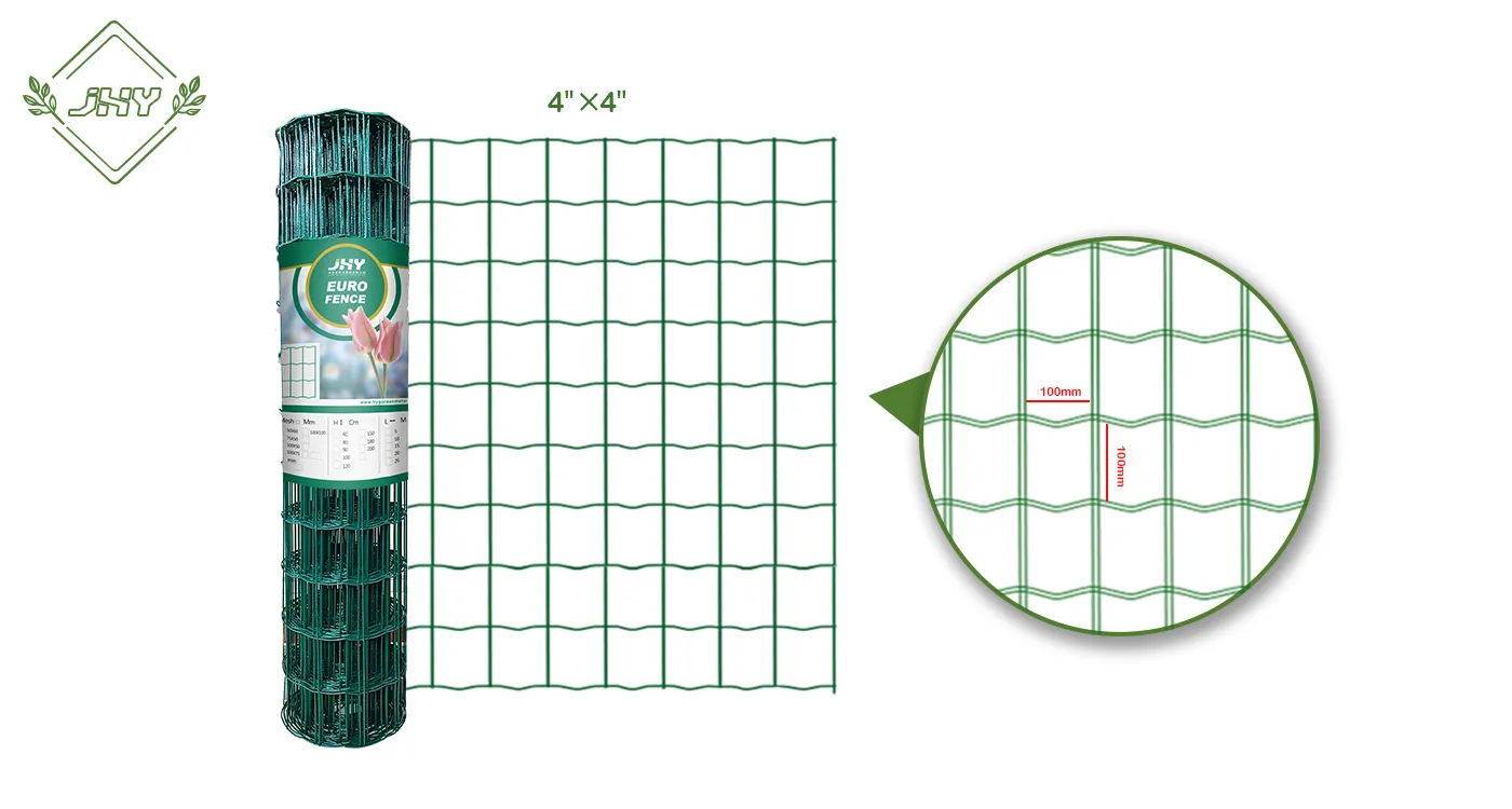 PVC COATED EURO FENCE MESH SIZE 100×100MM WIDTH 50CM