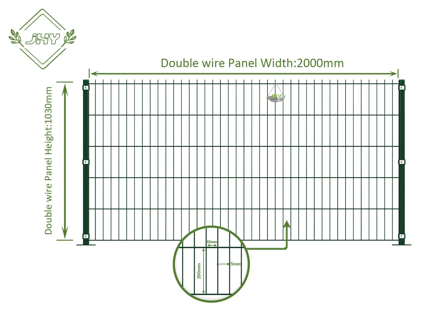 6/5/6 2D DOUBLE WIRE FENCE PANEL WIDTH 250CM & HEIGHT 103CM
