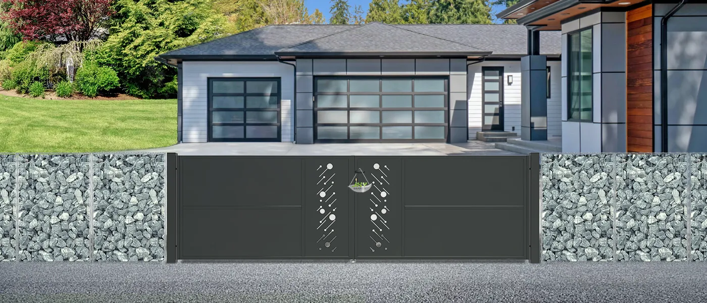 CNC STEEL GATE STARRY WIDTH 400CM & HEIGHT 120CM BLACK SQUARE POST & FRAME