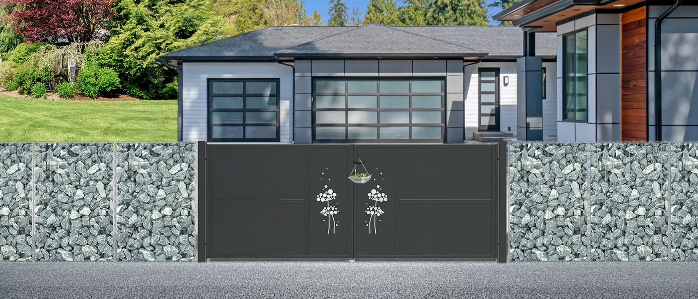 CNC IRON GATES DECENY WIDTH 300CM & HEIGHT 120CM BLACK SQUARE POST & FRAME