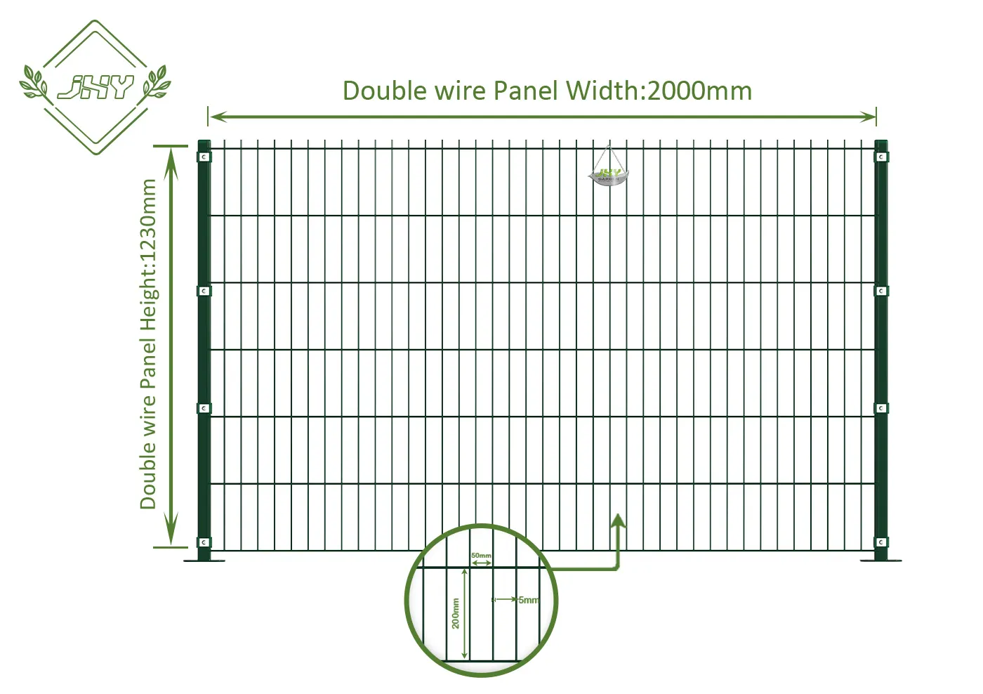 6/5/6 2D DOUBLE WIRE FENCE PANEL WIDTH 250CM & HEIGHT 123CM