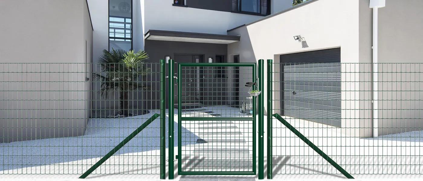 COMPOSITE FENCING GATE WIDTH 100CM & HEIGHT 125CM GREEN & GREY SQUARE POST & FRAME