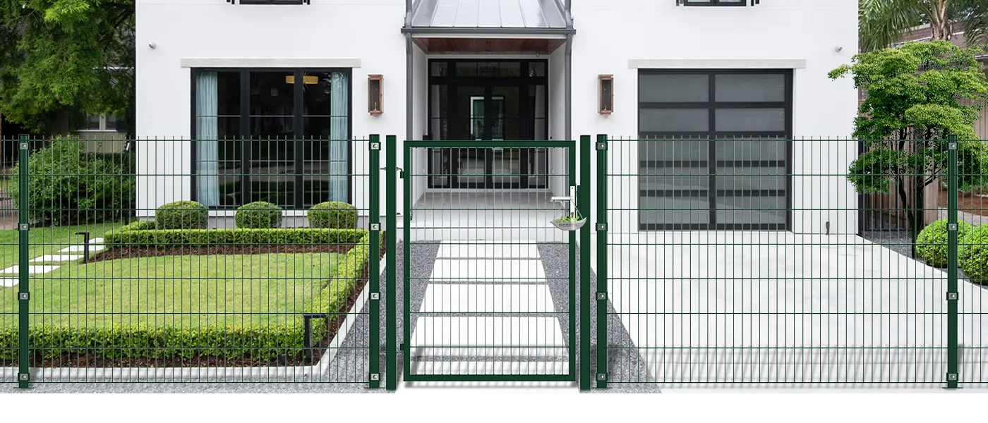 6/5/6 2D MESH FENCING GARDEN GATES WIDTH 100CM & HEIGHT 140CM GREEN & GREY SQUARE POST & FRAME