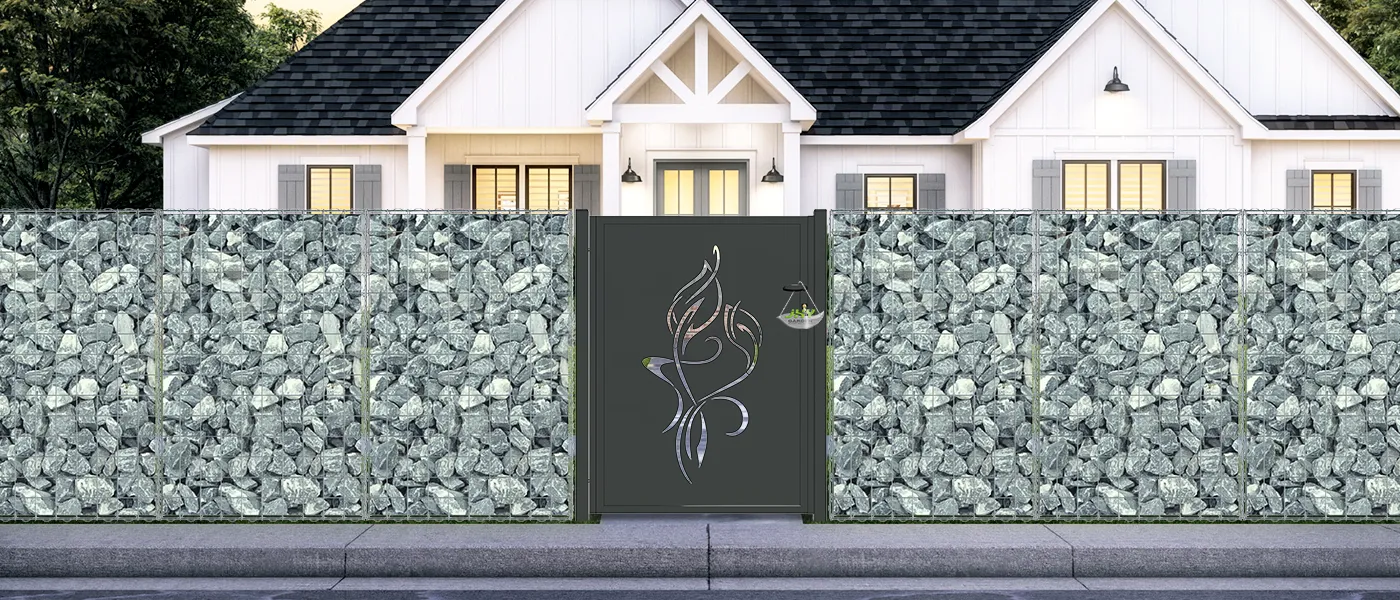 CNC OUTDOOR IRON GATE TRANQUILITY WIDTH 100CM & HEIGHT 140CM BLACK SQUARE POST & FRAME