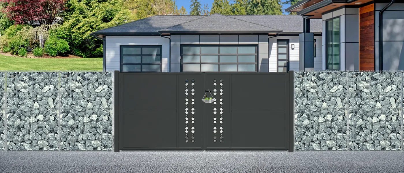 CNC STEEL GATE ESSENCE WIDTH 300CM & HEIGHT 140CM BLACK SQUARE POST & FRAME