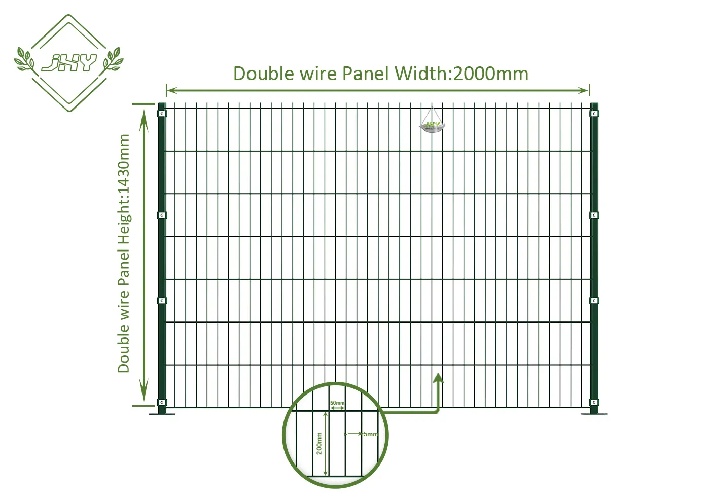 6/5/6 2D DOUBLE WIRE FENCE PANEL WIDTH 250CM & HEIGHT 143CM