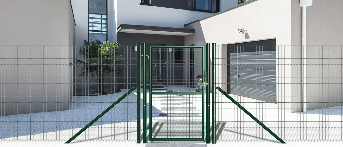 COMPOSITE FENCING GATE WIDTH 100CM & HEIGHT 150CM GREEN & GREY SQUARE POST & FRAME