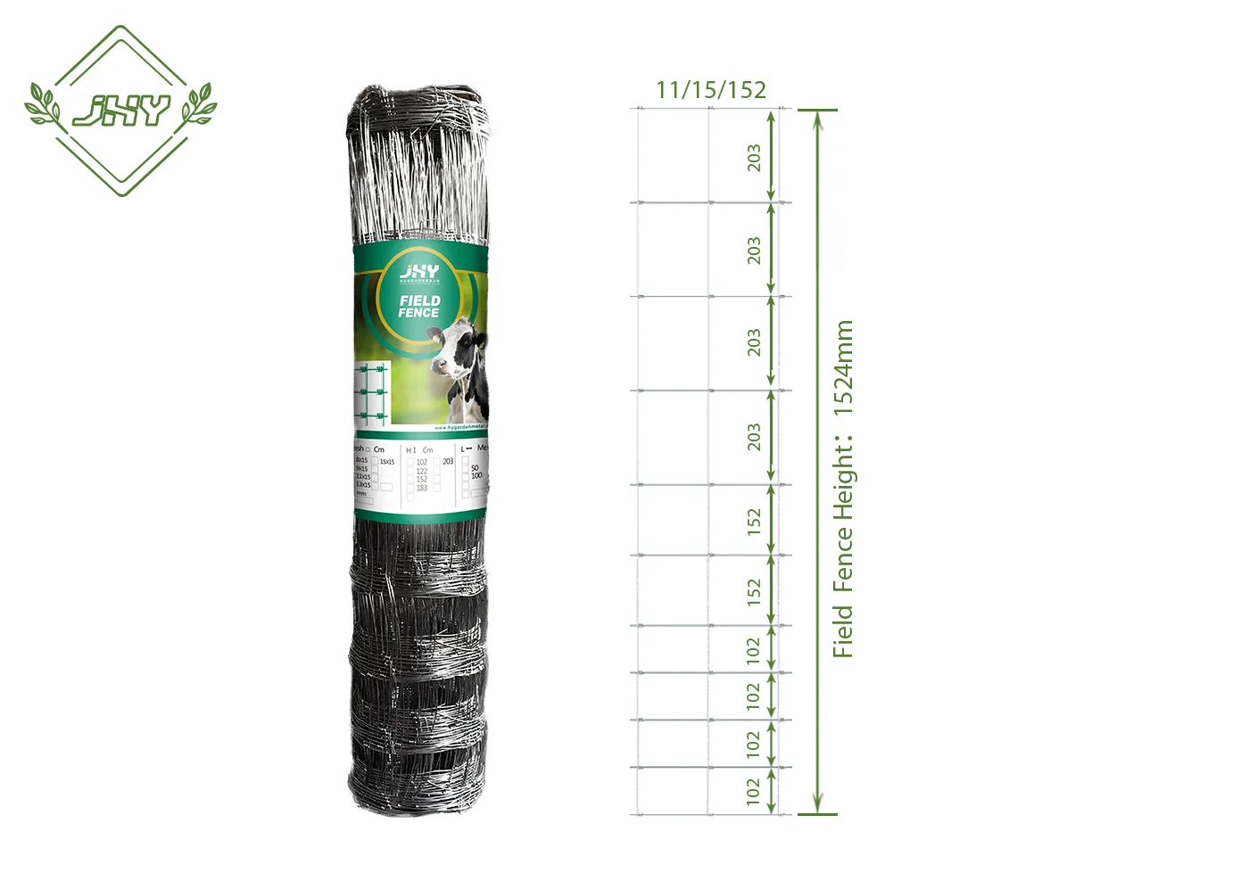 GALVANIZED FIELD FENCE SIZE 110×150MM WIDTH 152CM