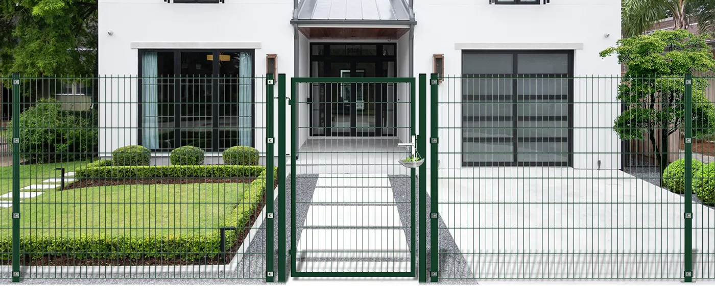 6/5/6 2D MESH FENCING GARDEN GATES WIDTH 100CM & HEIGHT 160CM GREEN & GREY SQUARE POST & FRAME