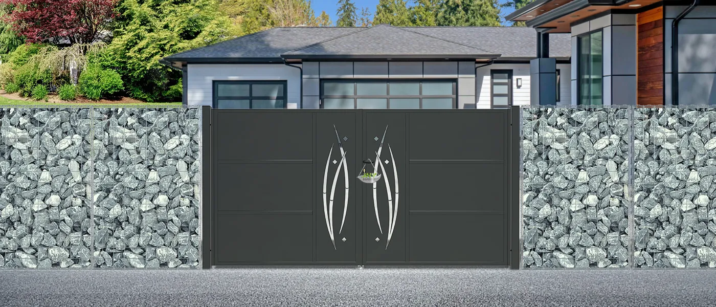 CNC METAL GATES SERENADE WIDTH 300CM & HEIGHT 160CM BLACK SQUARE POST & FRAME