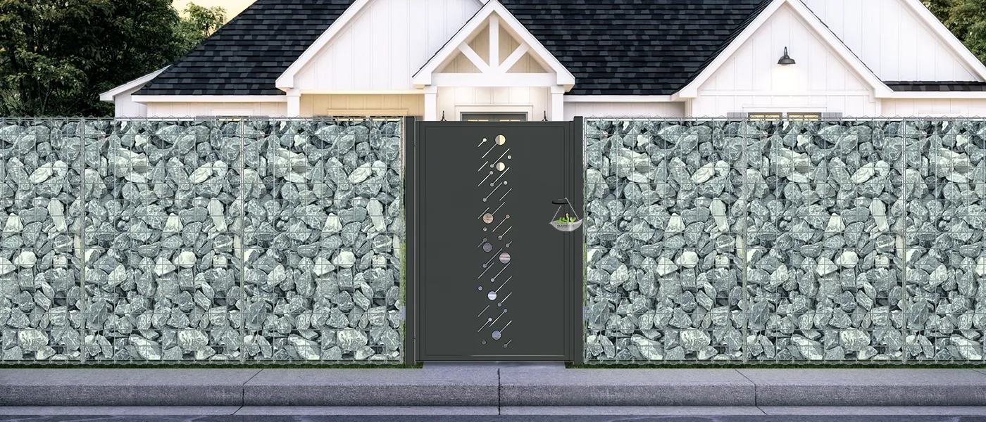 CNC STEEL GATE STARRY WIDTH 100CM & HEIGHT 160CM GREEN & GREY SQUARE POST & FRAME