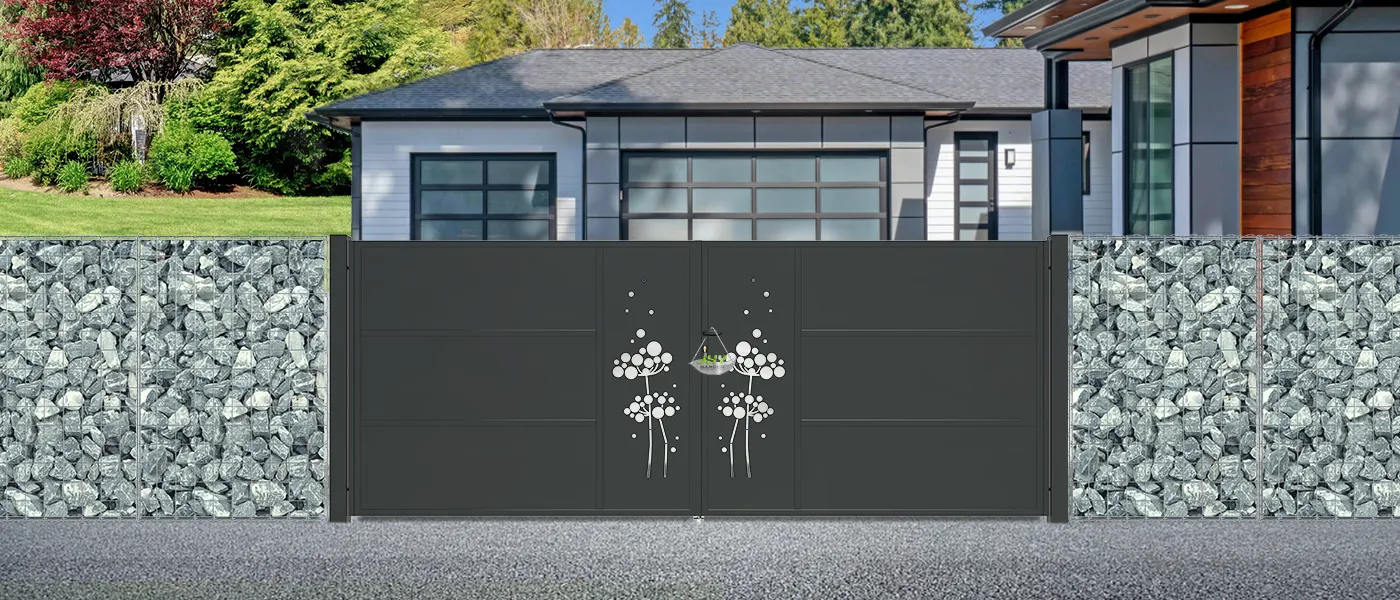 CNC IRON GATES DECENY WIDTH 400CM & HEIGHT 160CM BLACK SQUARE POST & FRAME