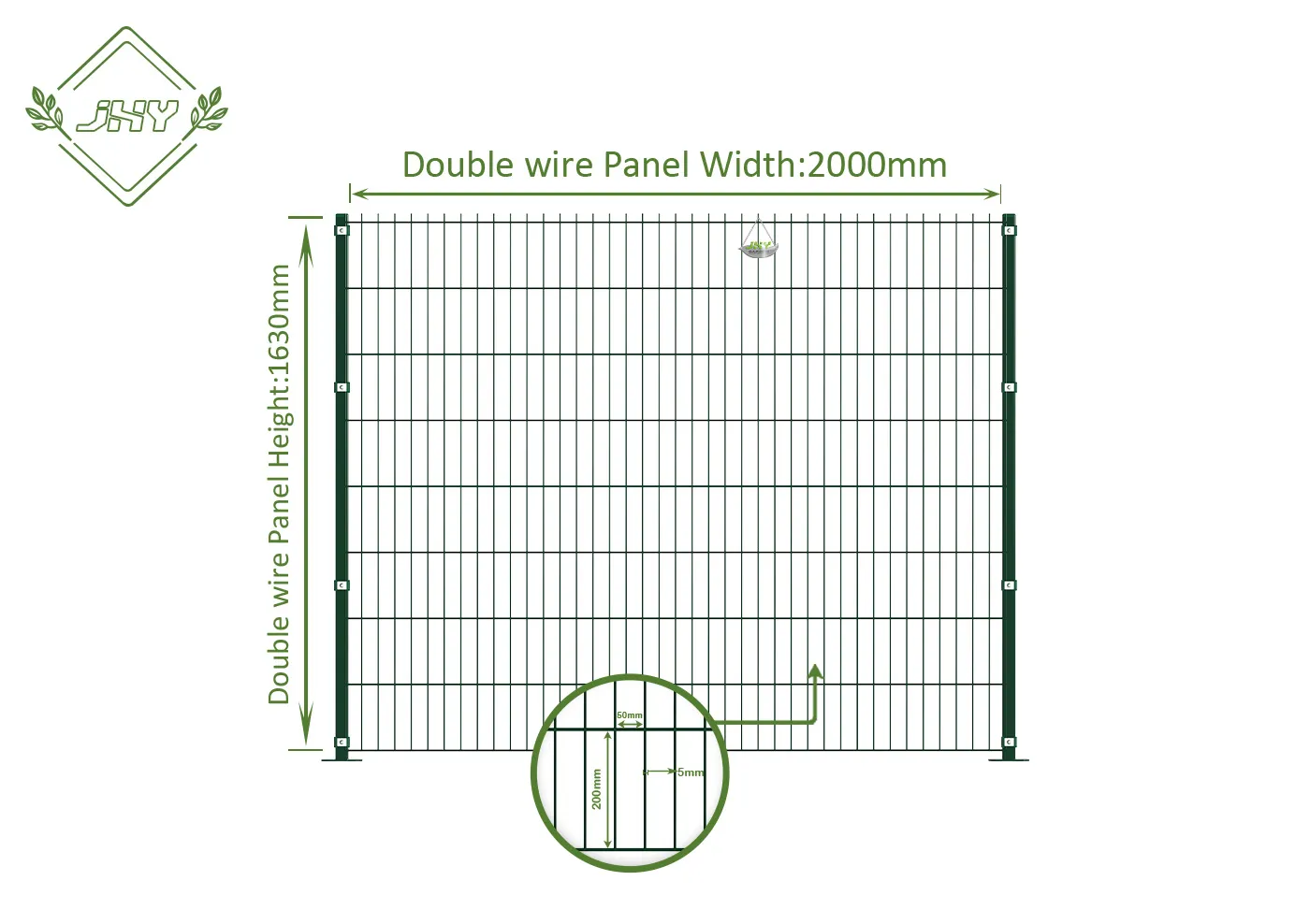 6/5/6 2D DOUBLE WIRE FENCE PANEL WIDTH 250CM & HEIGHT 163CM