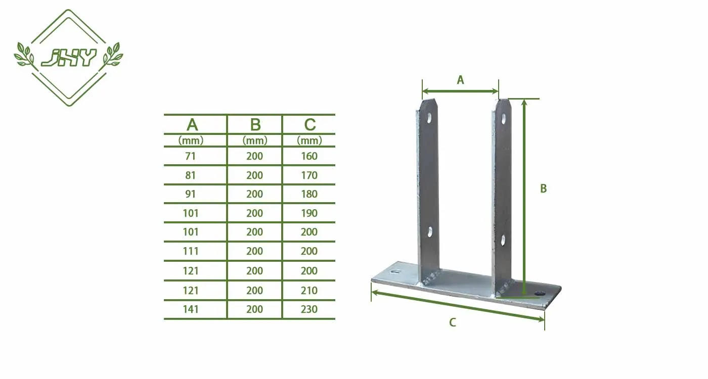 FENCE POST SUPPORT TT-FORM SIZE 101×200×200MM