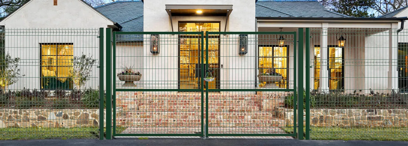 3D FENCING GARDEN GATE WIDTH 300CM & HEIGHT 170CM GREEN & GREY SQUARE POST & FRAME