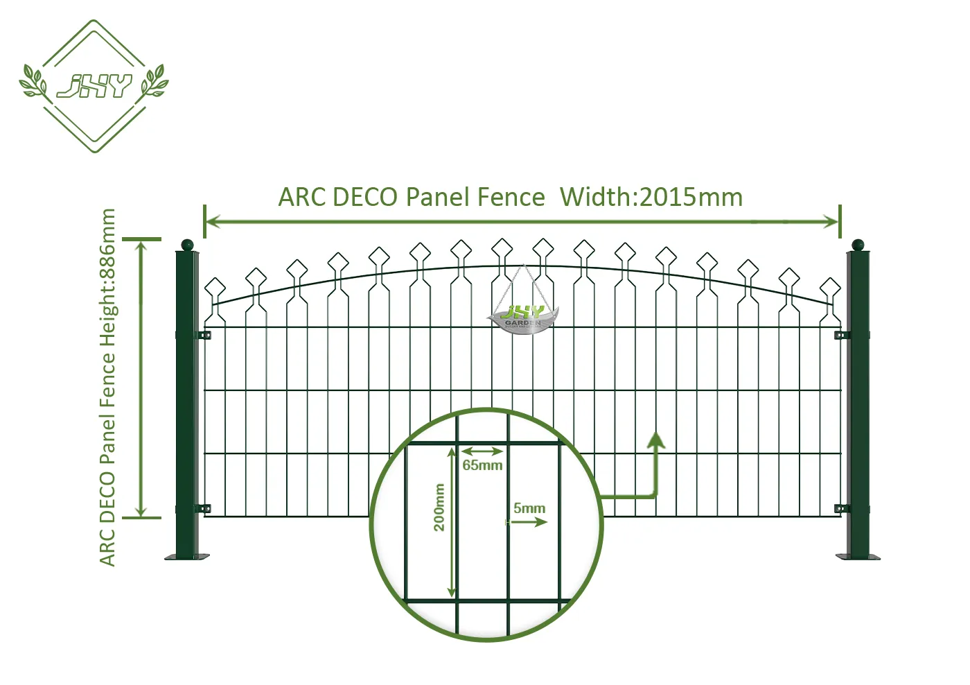 ARC DECO STEEL MESH FENCE PANEL WIDTH 2015MM & HEIGHT 886MM