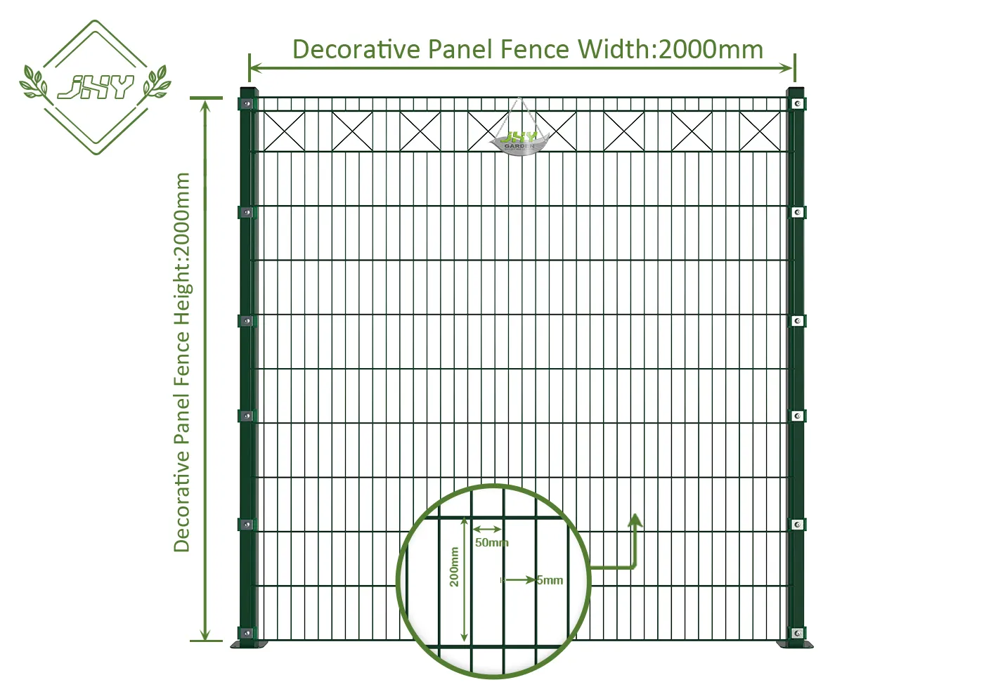 X DECO STEEL MESH FENCE PANEL WIDTH 200CM & HEIGHT 200CM