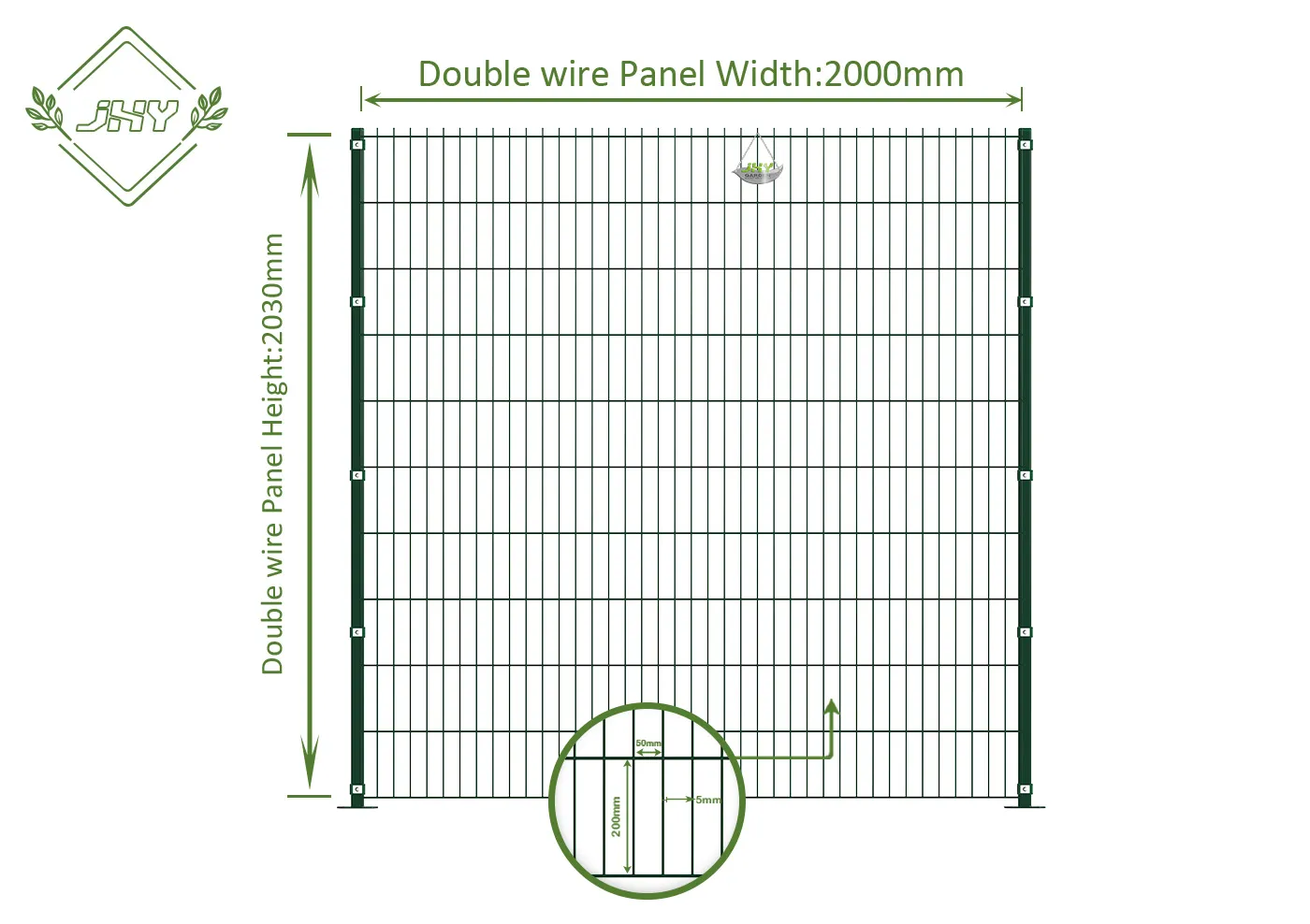 6/5/6 2D DOUBLE WIRE FENCE PANEL WIDTH 250CM & HEIGHT 203CM