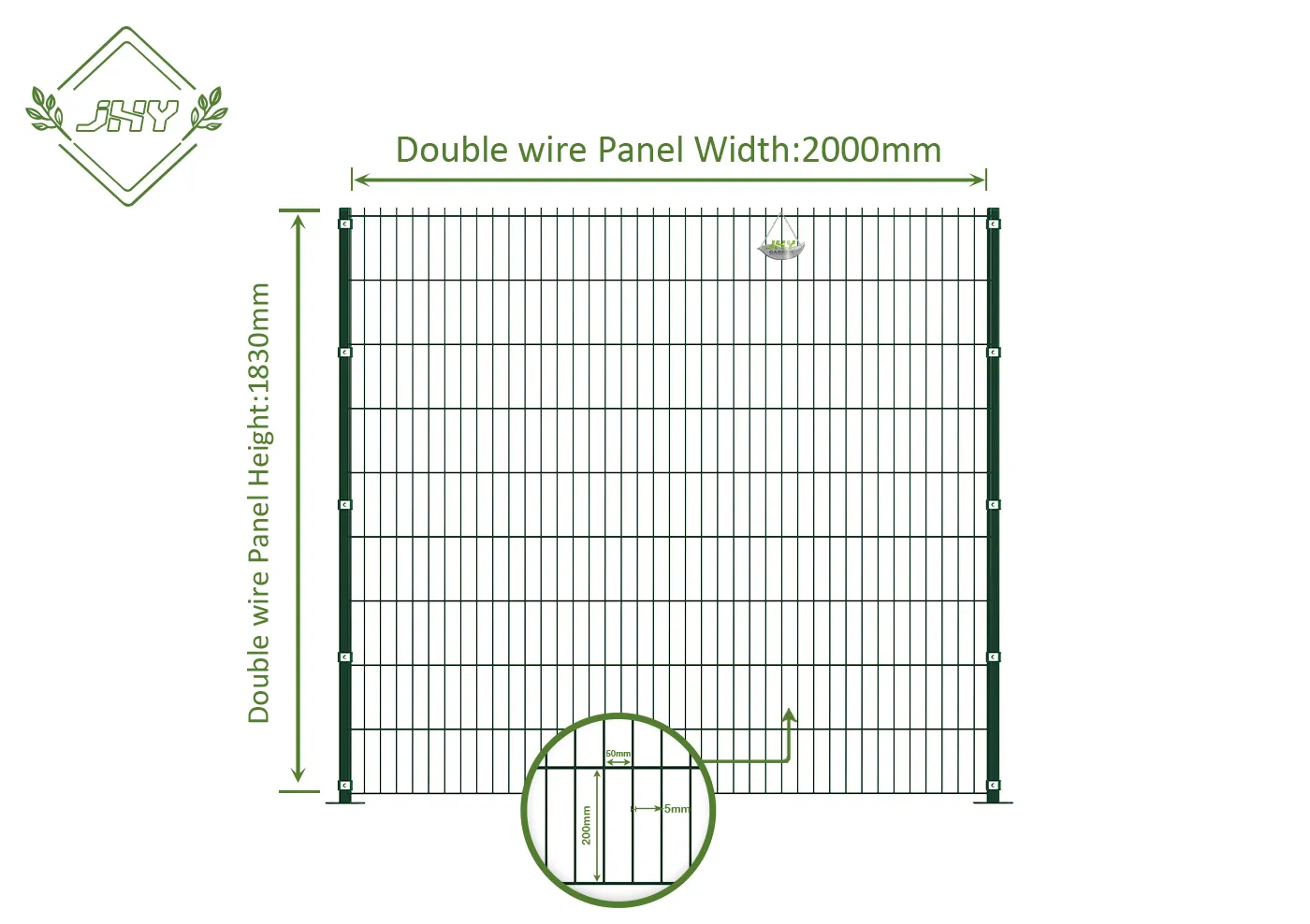 6/5/6 2D DOUBLE WIRE FENCE PANEL WIDTH 250CM & HEIGHT 183CM