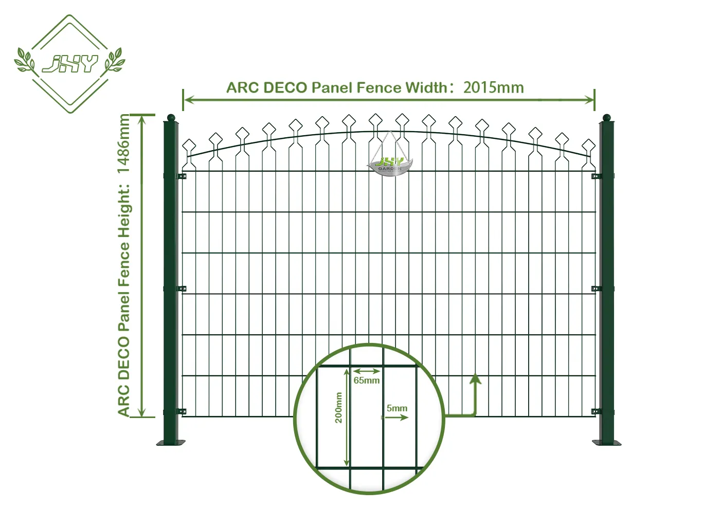 ARC DECO STEEL MESH FENCE PANEL WIDTH 2015MM & HEIGHT 1486MM