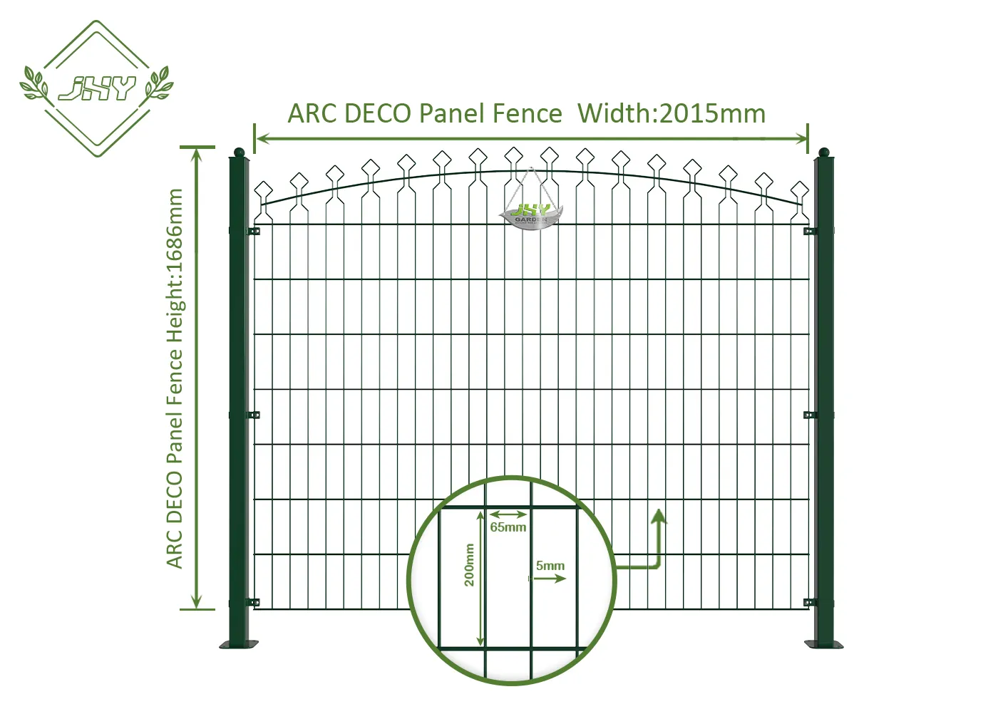 ARC DECO STEEL MESH FENCE PANEL WIDTH 2015MM & HEIGHT 1686MM