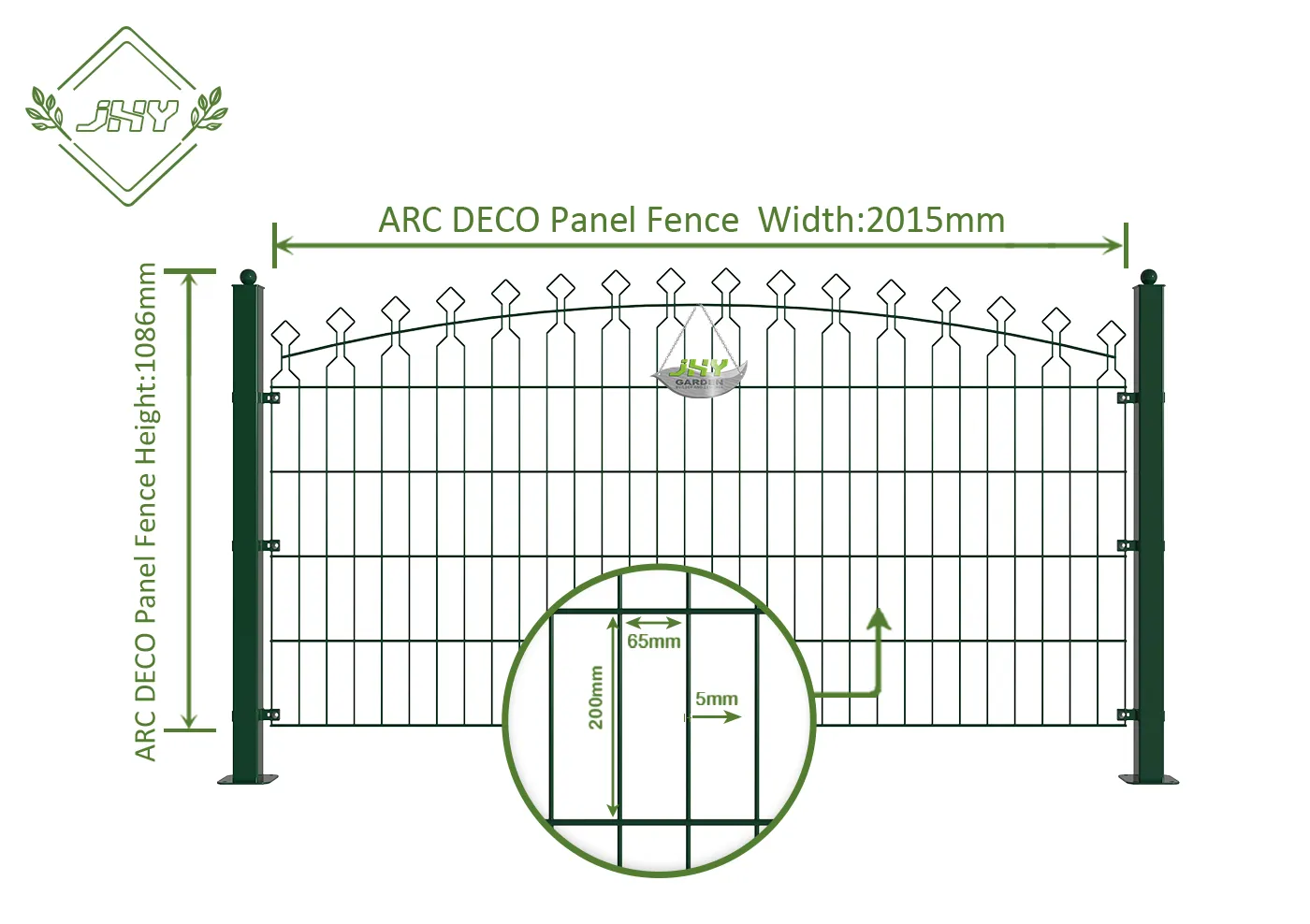 ARC DECO STEEL MESH FENCE PANEL WIDTH 2015MM & HEIGHT 1086MM