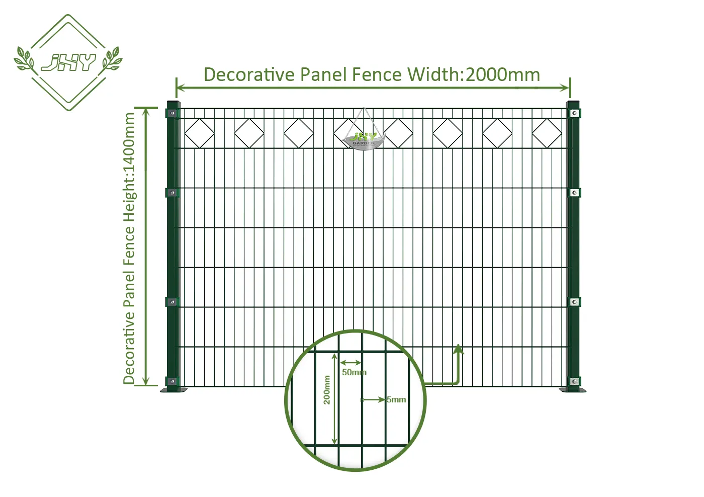 DIAMOND DECO STEEL MESH FENCE PANEL WIDTH 200CM & HEIGHT 140CM DIAMOND DECO STEEL MESH FENCE PANEL WIDTH 200CM & HEIGHT 140CM