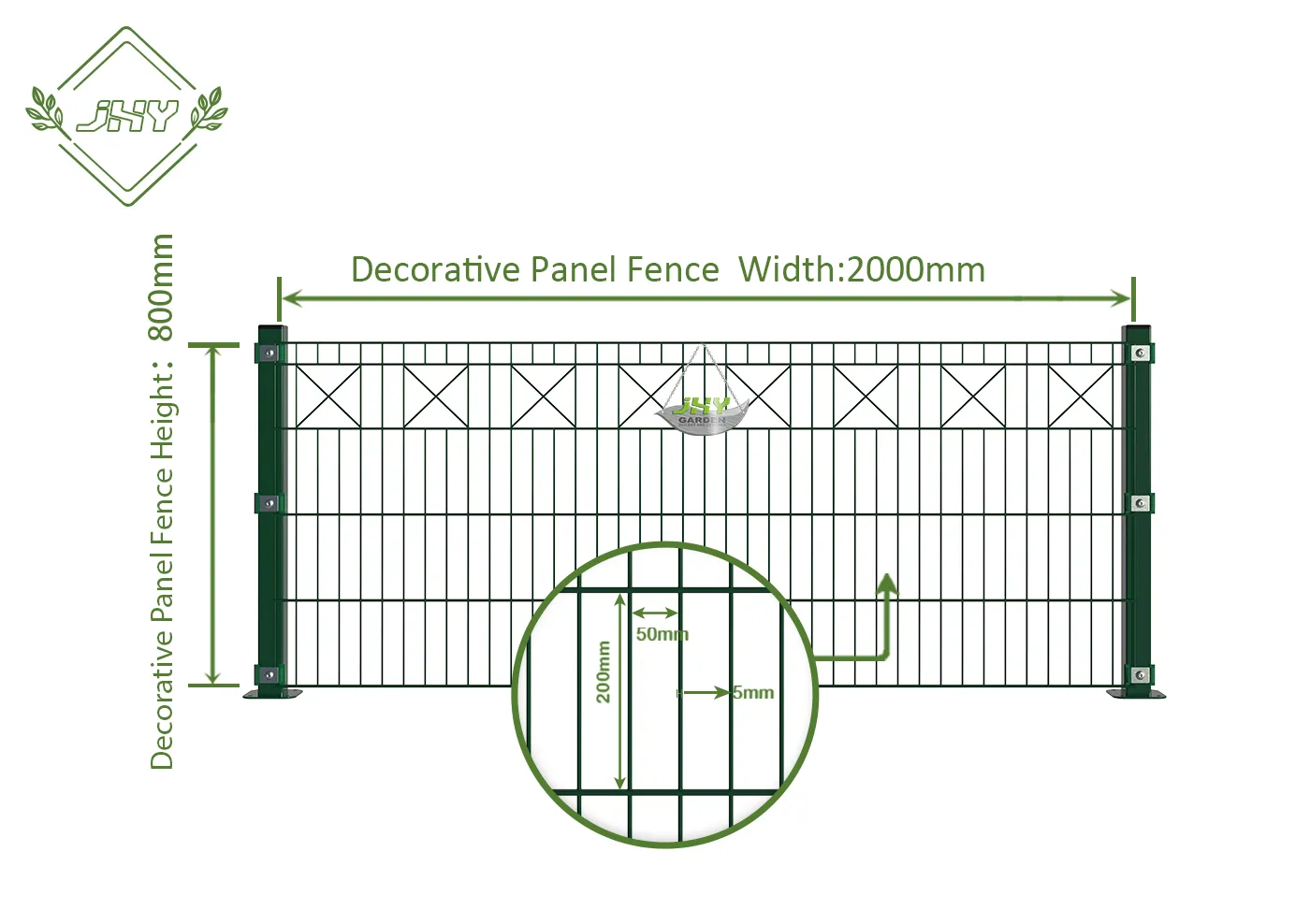 X DECO STEEL MESH FENCE PANEL WIDTH 200CM & HEIGHT 80CM