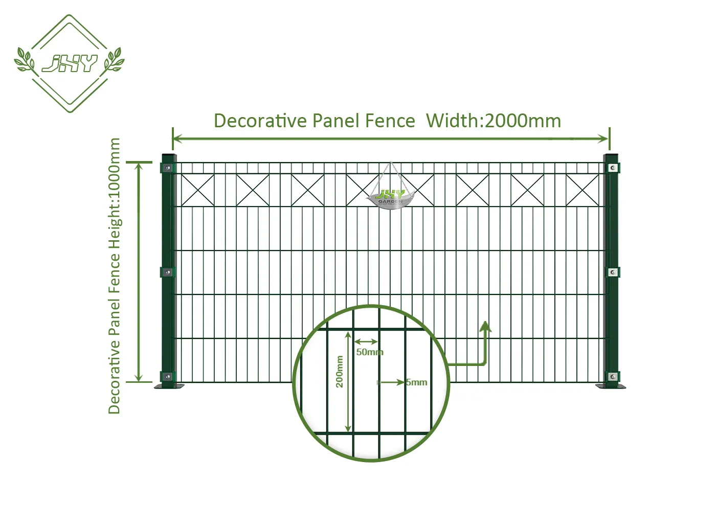 X DECO STEEL MESH FENCE PANEL WIDTH 200CM & HEIGHT 100CM