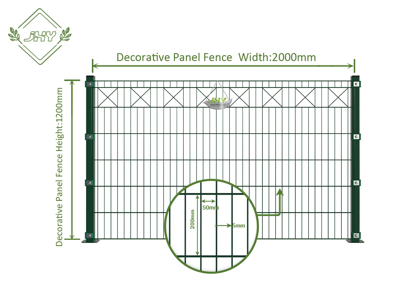 X DECO STEEL MESH FENCE PANEL WIDTH 200CM & HEIGHT 120CM X DECO STEEL MESH FENCE PANEL WIDTH 200CM & HEIGHT 120CM