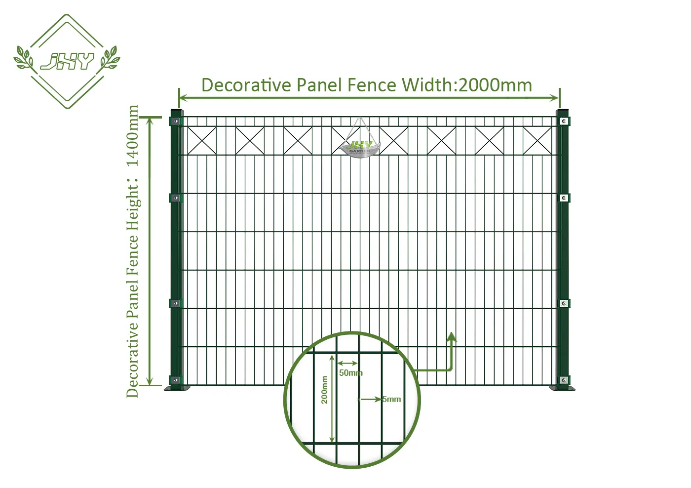 X DECO STEEL MESH FENCE PANEL WIDTH 200CM & HEIGHT 140CM