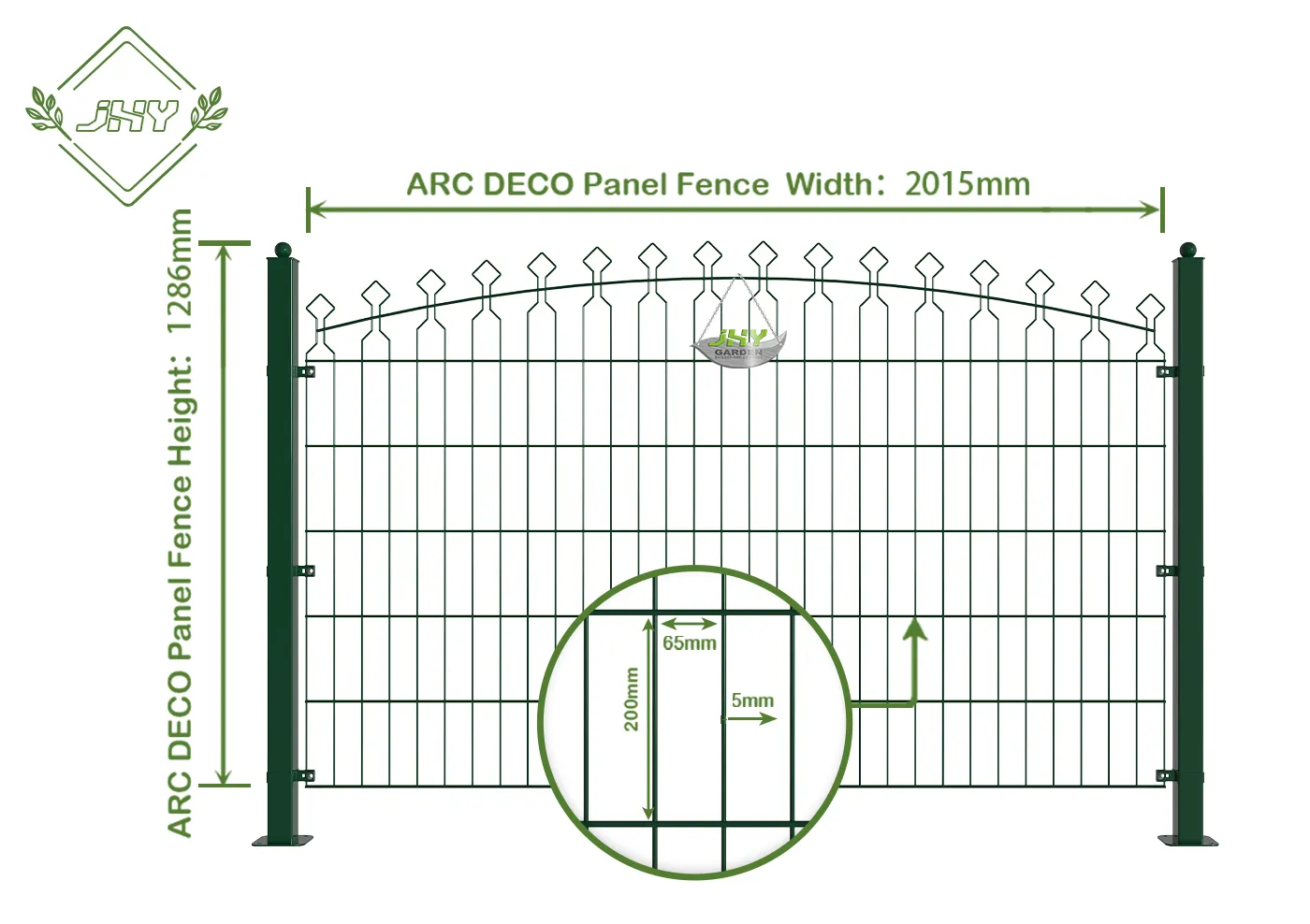 ARC DECO STEEL MESH FENCE PANEL WIDTH 2015MM & HEIGHT 1286MM