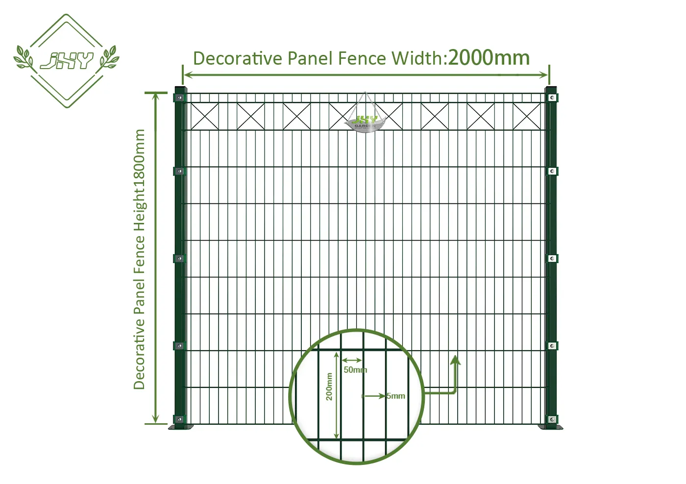 X DECO STEEL MESH FENCE PANEL WIDTH 200CM & HEIGHT 180CM