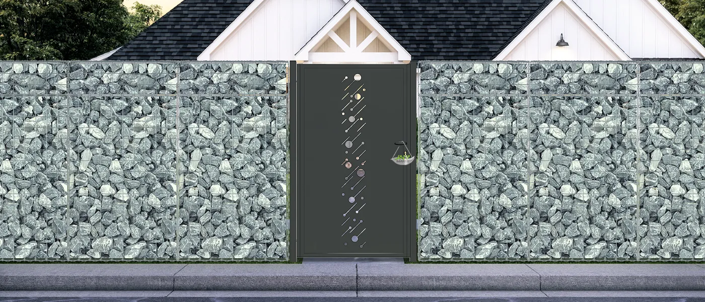 CNC STEEL GATE STARRY WIDTH 100CM & HEIGHT 180CM GREEN & GREY SQUARE POST & FRAME