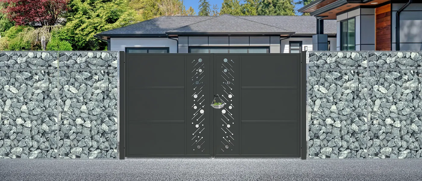 CNC STEEL GATE STARRY WIDTH 300CM & HEIGHT 180CM BLACK SQUARE POST & FRAME