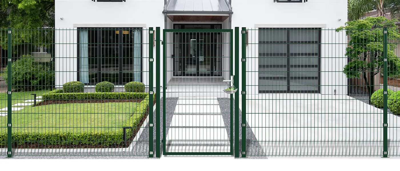 6/5/6 2D MESH FENCING GARDEN GATES WIDTH 100CM & HEIGHT 180CM GREEN & GREY SQUARE POST & FRAME
