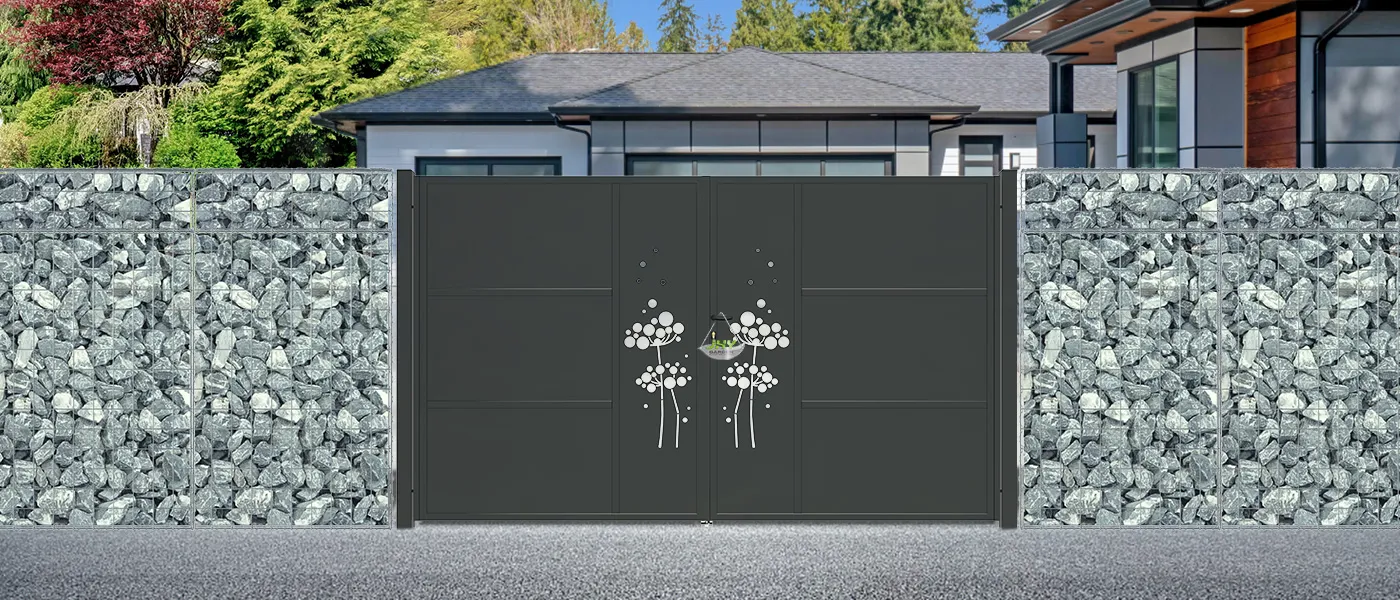 CNC IRON GATES DECENY WIDTH 300CM & HEIGHT 180CM BLACK SQUARE POST & FRAME