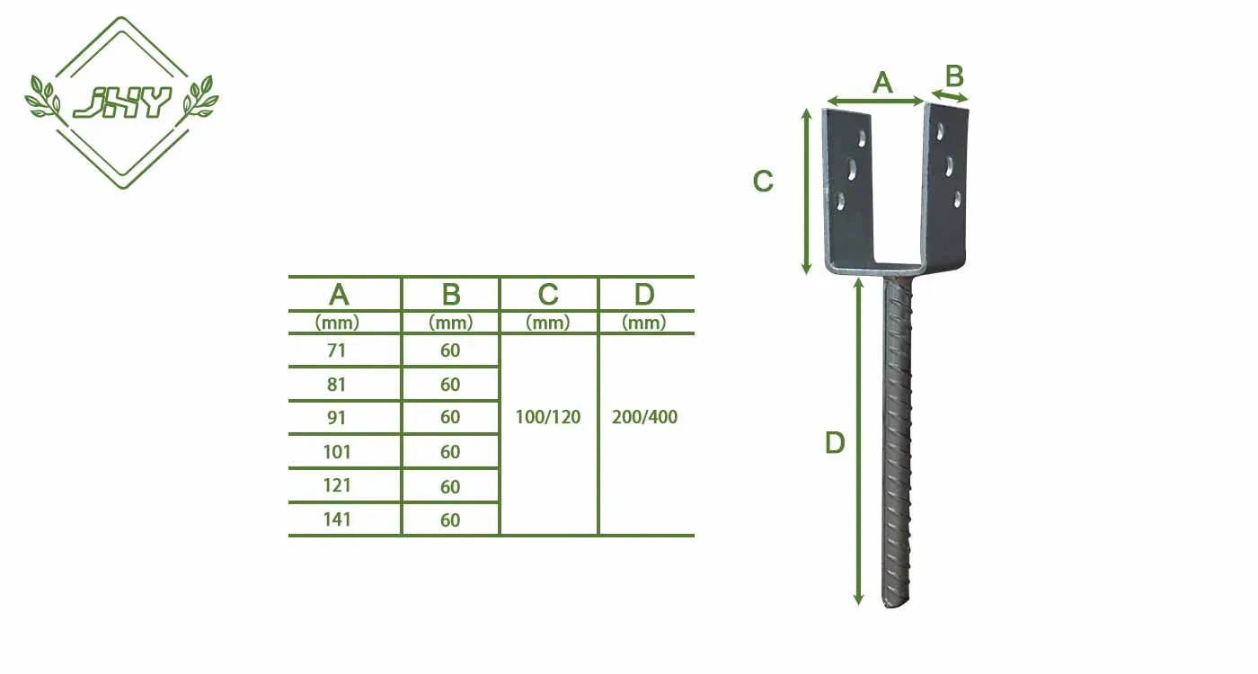 FENCE POST SUPPORT U-FORM SIZE 71MM