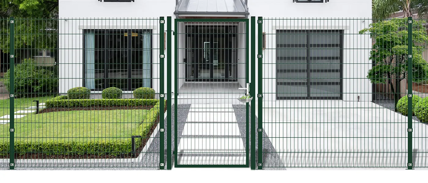 6/5/6 2D MESH FENCING GARDEN GATES WIDTH 100CM & HEIGHT 200CM GREEN & GREY SQUARE POST & FRAME