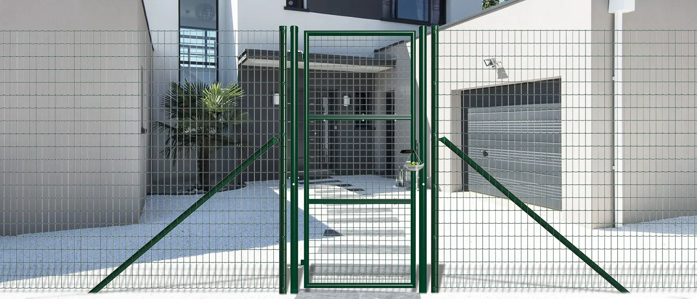 COMPOSITE FENCING GATE WIDTH 100CM & HEIGHT 200CM GREEN & GREY SQUARE POST & FRAME