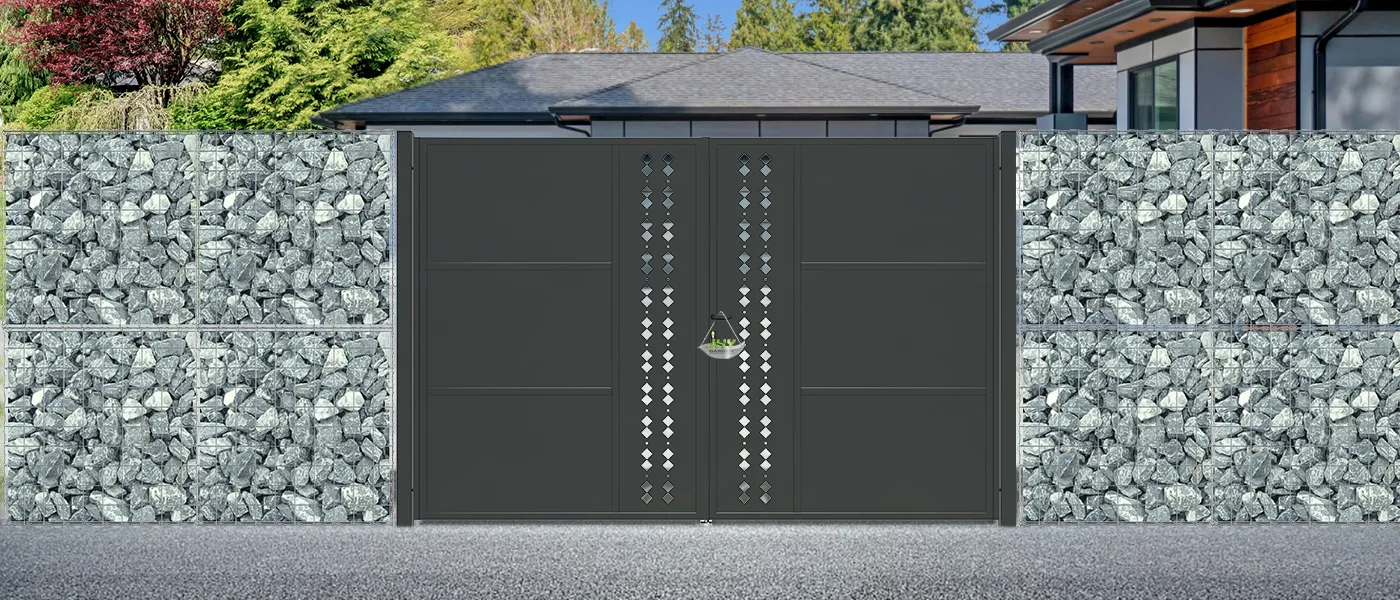 CNC STEEL GATE ESSENCE WIDTH 300CM & HEIGHT 200CM BLACK SQUARE POST & FRAME