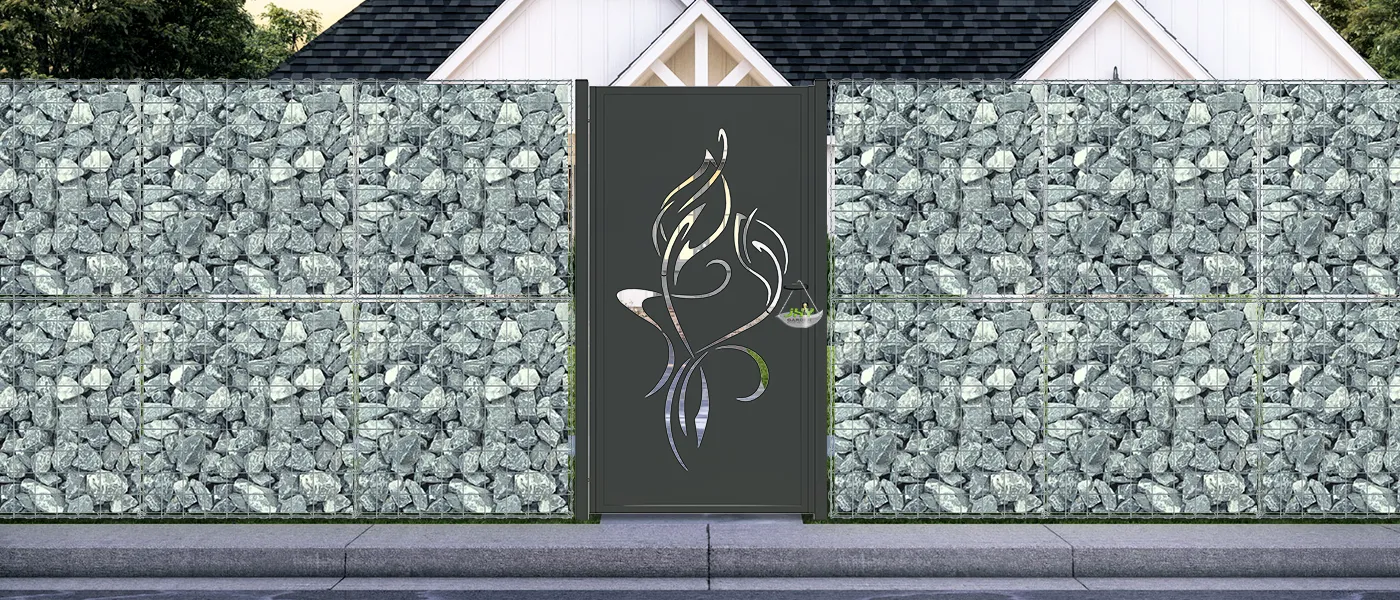 CNC OUTDOOR IRON GATE TRANQUILITY WIDTH 100CM & HEIGHT 200CM BLACK SQUARE POST & FRAME