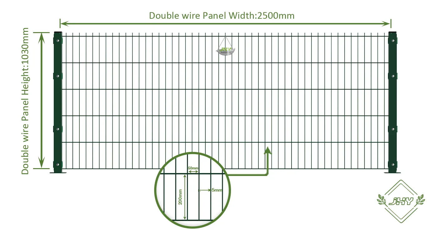 6/5/6 2D DOUBLE WIRE FENCE PANEL COVER PLATE WIDTH 250CM & HEIGHT 103CM