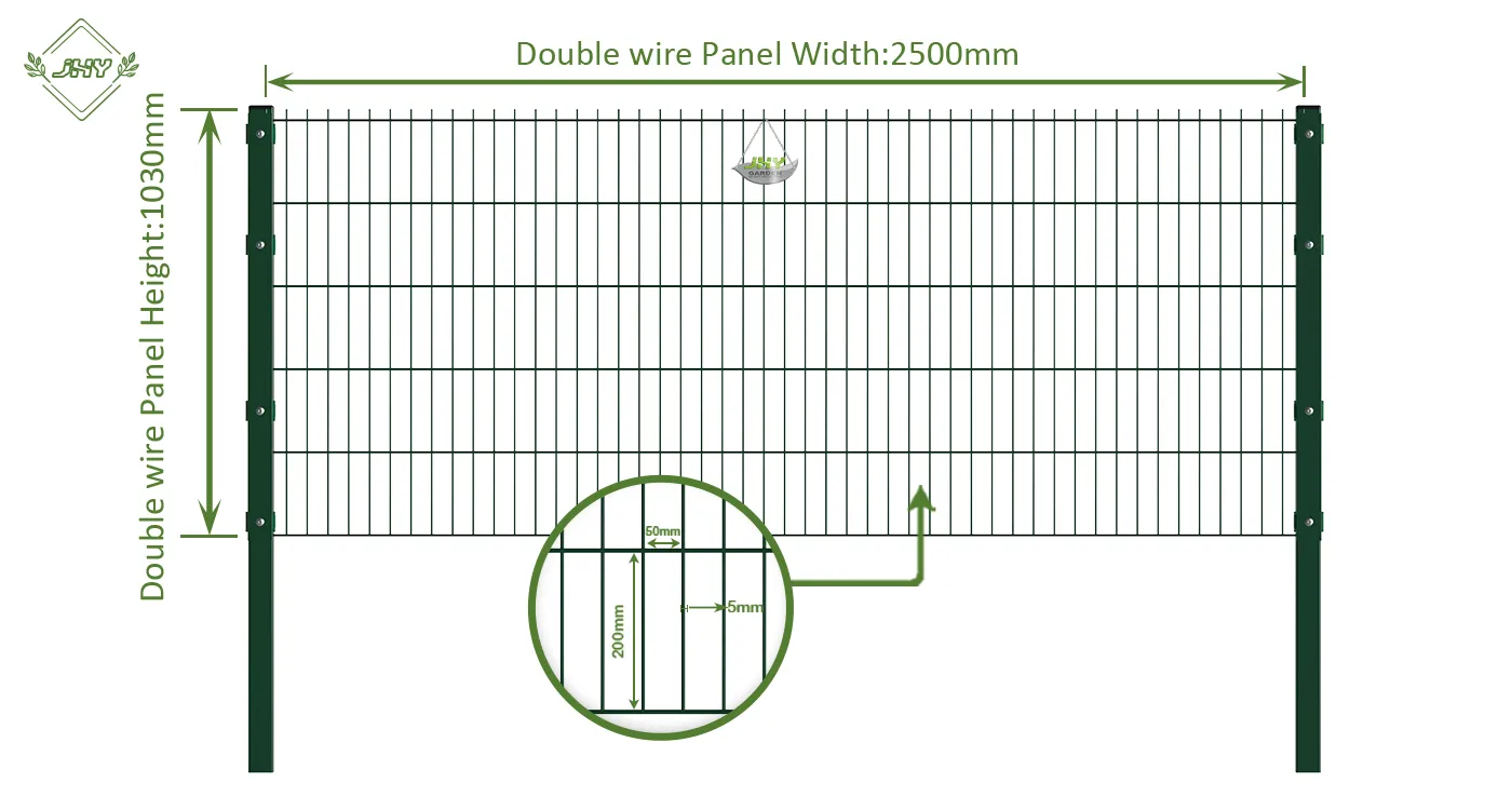 6/5/6 2D DOUBLE WIRE FENCE PANEL COVER PLATE WIDTH 250CM & HEIGHT 103CM