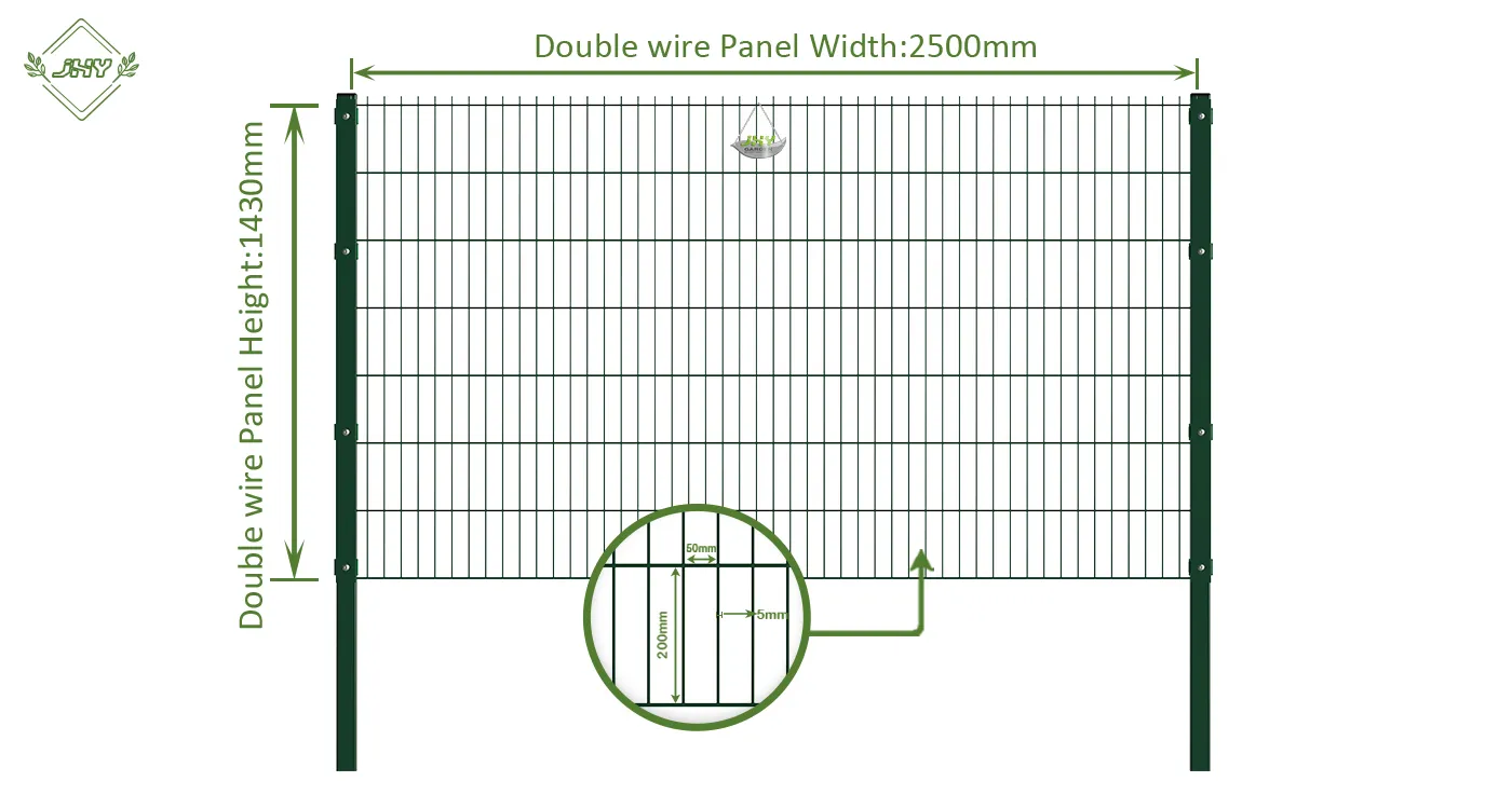 6/5/6 2D DOUBLE WIRE FENCE PANEL COVER PLATE WIDTH 250CM & HEIGHT 143CM