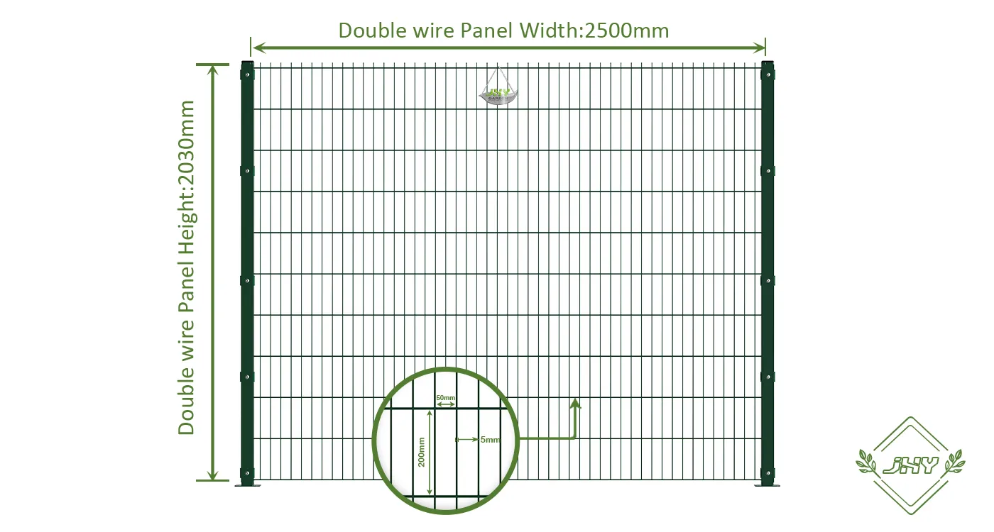 6/5/6 2D DOUBLE WIRE FENCE PANEL COVER PLATE WIDTH 250CM & HEIGHT 203CM