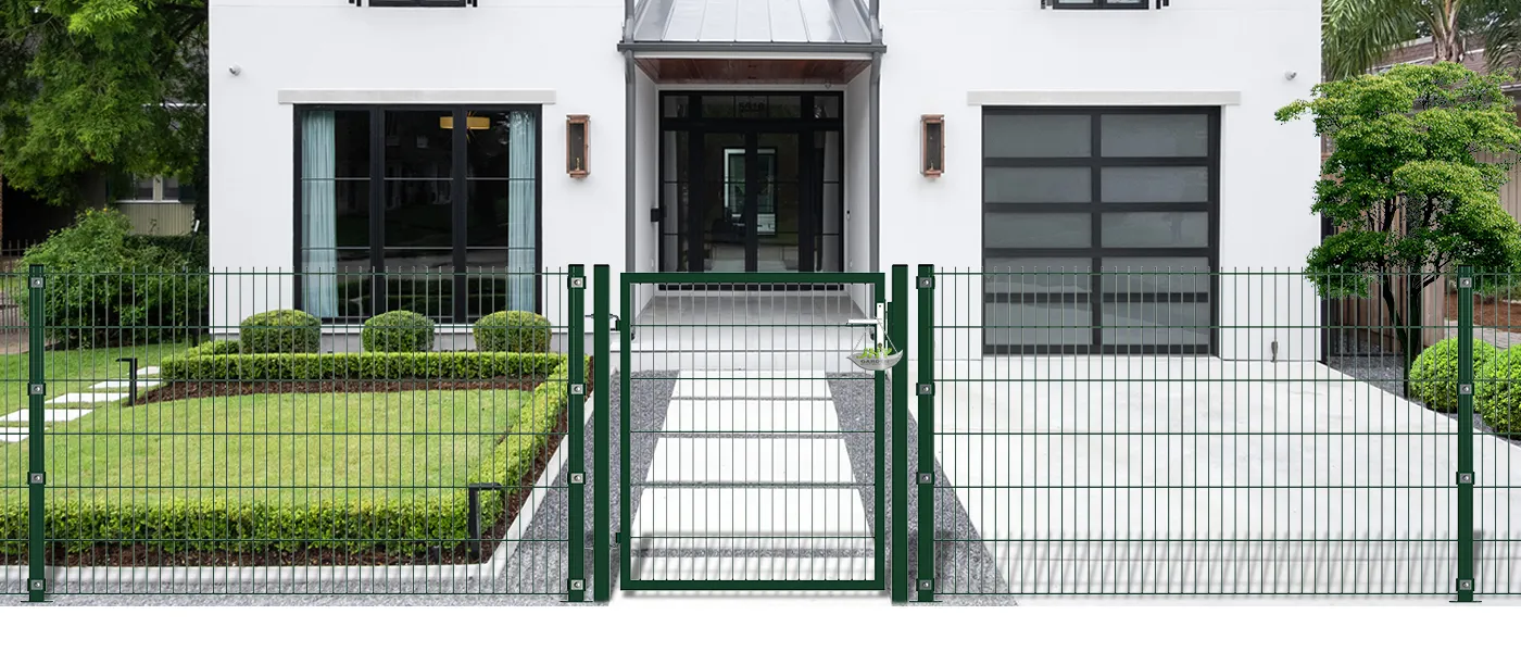 2D MESH FENCING GARDEN GATES WIDTH 100CM & HEIGHT 120CM GREEN & GREY SQUARE POST & FRAME