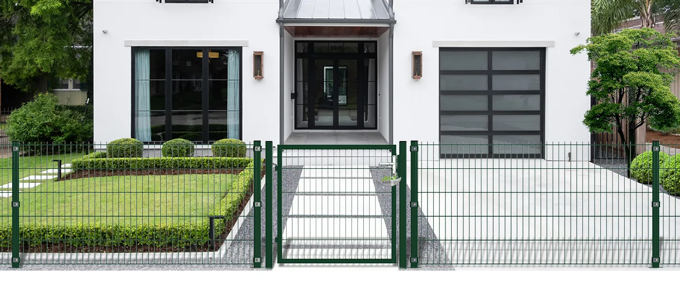 2D MESH FENCING GARDEN GATES WIDTH 100CM & HEIGHT 100CM GREEN & GREY SQUARE POST & FRAME