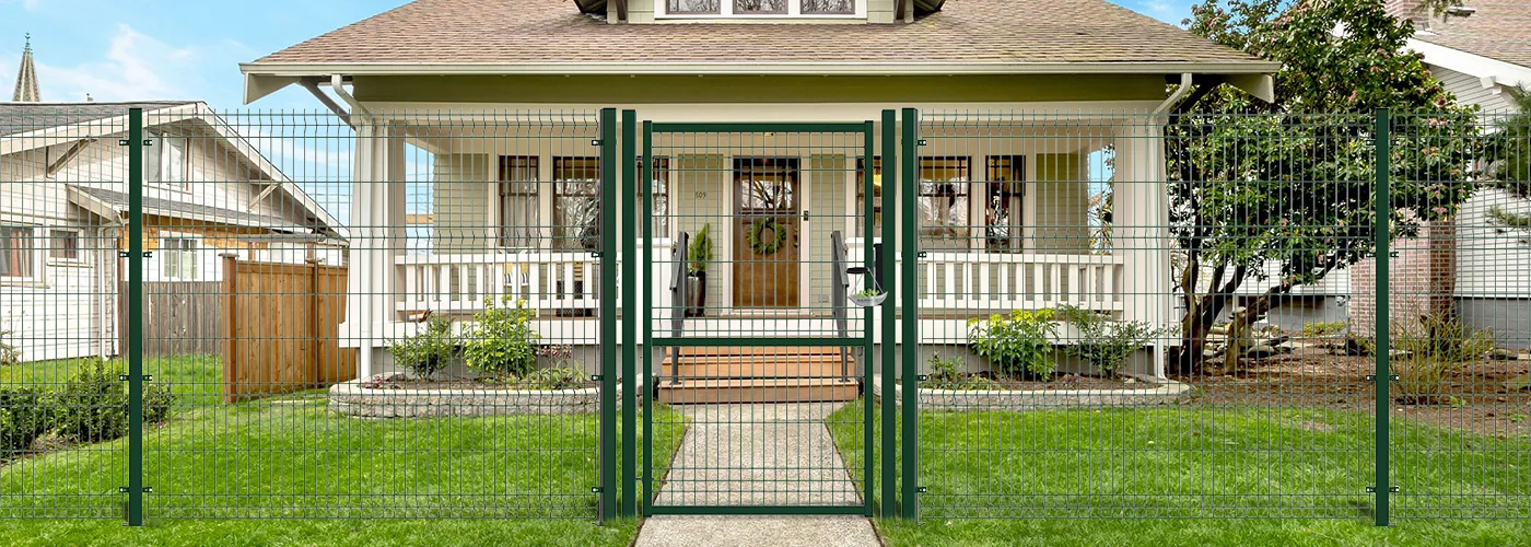 3D FENCING GARDEN GATE WIDTH 100CM & HEIGHT 170CM GREEN & GREY SQUARE POST & FRAME