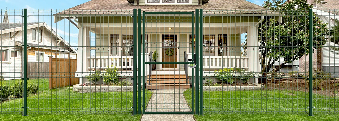 3D FENCING GARDEN GATE WIDTH 100CM & HEIGHT 200CM GREEN & GREY SQUARE POST & FRAME